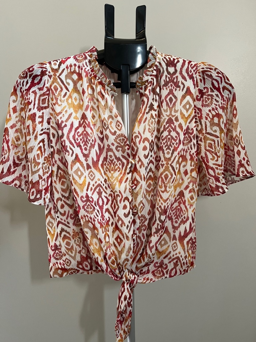 Ikat Tie-Front Crop Top - Size XSmall